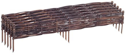 Relaxdays Beeteinfassung, Weide, 10er Set, HxB: 10 x 100 cm, zum Stecken, Beet & Rasen, niedrige Beetumrandung, braun