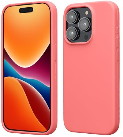 kwmobile Handyhülle für iPhone 15 Pro Hülle, für iPhone 15 Pro Case - Hülle Silikon - kabelloses Laden - Pastell Koralle