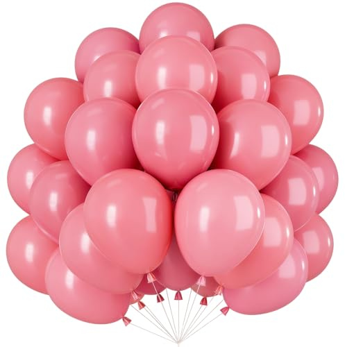 Luftballons Retro Rosa, 100er Pack 10 Zoll Retro Rosa Latex Ballons, Rosa Helium Luftballon, Vintage Rosen Girlande Party Ballons Set für Babyparty Hochzeit Valentinstags Geburtstags Party Deko