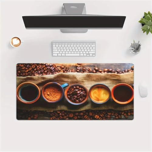 KIZIFI Tappetino per Mouse Extra Grande 900x400x2 mm, Caffè Tappetino Scrivania Grande Dimensioni, Bordi Rifiniti, Tappetino per Tastiera e Mouse per PC, Laptop e Postazione Gaming