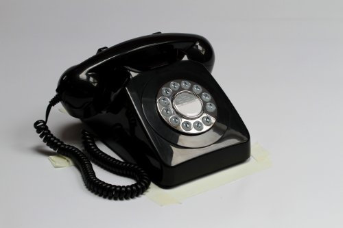 GPO 746 Telefono a Quadrante Push Button, Telefono Fisso Vintage per Casa, Ufficio, Telefoni Retro Con Suoneria a Campanello Originale e Cavo Arricciato, Nero