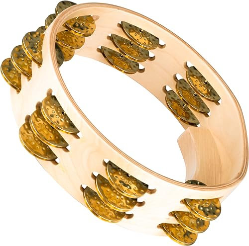 Meinl Percussion Artisan Wood Tambourine - 3-reihiges Tamburin - Durchmesser 8 Zoll - Ahorn / Messing, Natur (AE-CMTA3B)