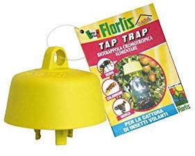 Flortis Tap Trap Biotrappola cromotropica alimentare difesa piante. Tappo tap trap per bottiglia. Trappola calabroni, trappola vespe, mosche. Cattura insetti volanti. Trappola ecologica da esterno.