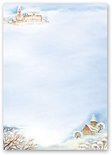 100 Blatt Briefpapier Natur & Landschaft WINTERLANDSCHAFT - DIN A6 (Hoch) Format - Paper-Media