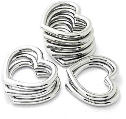 kigauruDovewill 10 Pieces Heart Shape Metal Craft Ring Buckle for Belts Bags Strap Shoes Silver