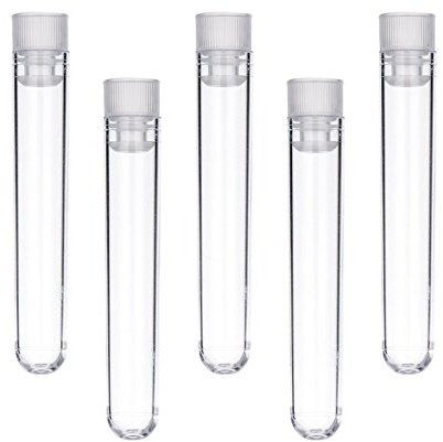 Plastic Test Tubes,Pack of 20 Plastic Sample Test Tubes Gift Tubes with Caps, 12*75mm, Transparent