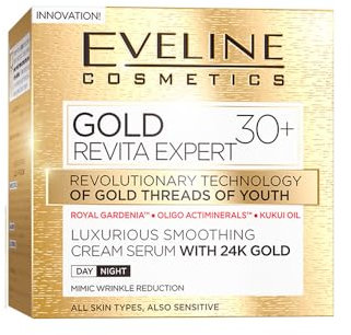 Eveline Cosmetics Gold Lift Expert Luxus Glättende Creme-Serum mit 24k Gold 30+ | Revolutionäre nicht-invasive Lifting-Fäden Technologie
