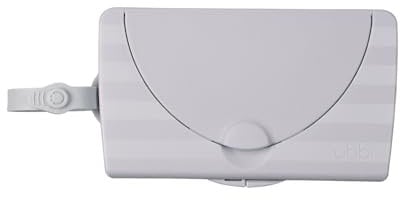 Ubbi On-The-Go Baby Wipes Dispenser, Portable Wipes Container for Travel, Diaper Bag Accessory Must Have for Newborns, Reusable Wipes Holder, Gray