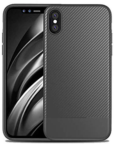 ZSCHAO For iPhone Xs Max Case Carbon Fiber Silicone Slim Fit Thin Shockproof Soft TPU Compatible with Apple iPhone Xs Max Carbon tough Case Rugged Matte Cover Full Light Shell Skin Bumper Grey