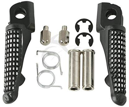 XMT-MOTOR Motorrad-Fußrasten für Kawasaki ZX-6R ZX-10R ZX-9R Z1000 Z800 Z H2, Schwarz, Aluminium, Vorder, Universelle Passform