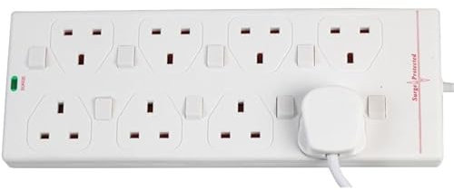 ShaniTech 2m 8 Gang Surge Protected Extension Lead Switched (UK plug) 8 Way