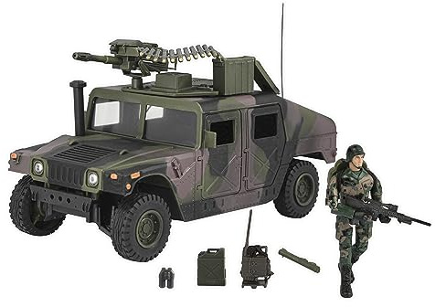 Peterkin World Peacekeepers Humvee-Angriffsfahrzeug mit Militärfiguren und Zubehör, Maßstab 1:18, Actionfiguren und Zubehör, 26 cm, Grün