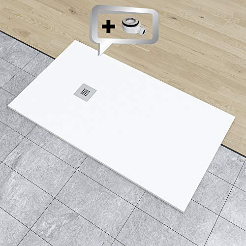 PLATO DE DUCHA DE RESINA PIZARRA CARGA MINERALES GEL COAT 70x130 cm Blanco RAL 9003