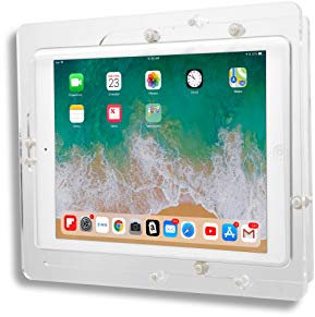 TABcare Anti-Diebstahl Acryl VESA-Gehäuse für Apple iPad Mini 1/2/3 mit kostenlosem Wandhalterungs-Kit und 90-Grad-Winkel-Ladekabel (iPad Mini 1/2/3 8 Zoll, transparent)