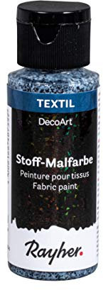 Rayher 38465576 Peinture textile métallique & paillettes, noir, 1 pce., 59ml, sol. aqueuse, permanente, lavable, tissus, vêtements, anniversaire, jubilé