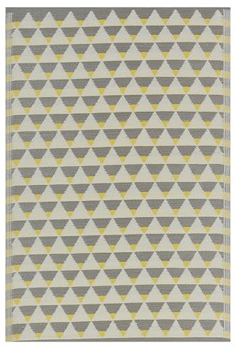 Rechteckiger Outdoor-Teppich in Grau/Gelb mit Dreieck Muster 120x180 cm Hisar