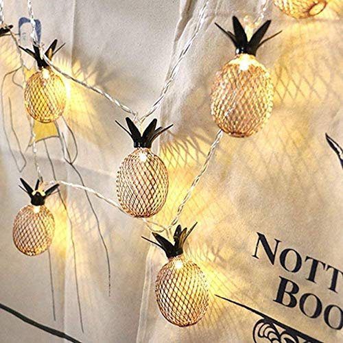 EONANT Metall Lichterketten, 3M 20LED Lichterketten Ananas Roségold Metall Polygon Lichterketten batteriebetrieben, verwendet für Weihnachten Familienfeier Dekoration (Ananas)