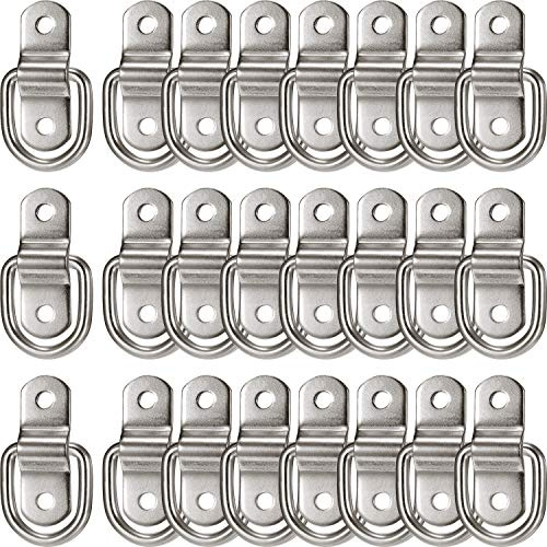 24 Pièces Ancre d'Arrimage à Anneau en D 1/4 Pouces Remorque à Anneaux D en Acier Inoxydable Argent 700 Lbs Support d'Anneau D Plaque de Montage de l'Anneau en D pour Sangles d'Arrimage à Cliquet