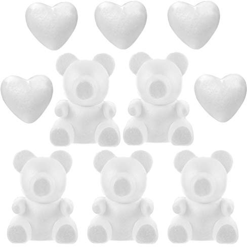 10pcs Craft Heart Bear Modelling Mould Bear Figurine White DIY Mold for Flower Arranging Valentines Day
