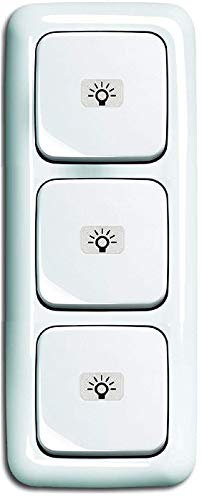 Busch-Jaeger (Original) Lichtschalter Set (3x Licht) mit Licht Symbol - permanent beleuchtet - 2x Taster 2020 USGL + 1x Wechselschalter (AN/AUS) 2000/6 USGL-3fach Rahmen-Reflex SI alpinweiß-3x 2145 LI