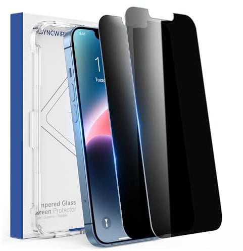 SYNCWIRE Verre Trempé pour iPhone 13/13 Pro - Lot de 2 - Anti Espion Vitre Protection Écran 6.1 Anti-Spy Privacy, 3D-Touch, Installer Facile, Dureté 9H Film Protège Écran