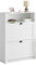 SoBuy FSR87-W Schuhkipper Schuhschrank schmal mit 2 Klappen Schuhregal mit 4 Ablageflächen Schuhkommode mit Zusatzfach Schuhablage Weiß BHT ca.: 80x110x24cm