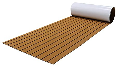 EVA-Schaum Teakholz Boat Bodenbelag Teppich,rutschfeste Matte Selbstklebende Marine Matte Boat Decking Sheet für Boote Yachten Schiffsdecks Schnellboote (240 * 60cm Hellbraun über Schwarz)