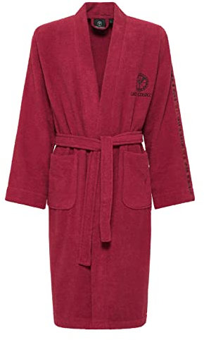 Carlo Colucci Bademantel Vito für Herren aus weichem Baumwoll-Frottier, sportlich und nachhaltig, Farbe:Rot, Größe:L