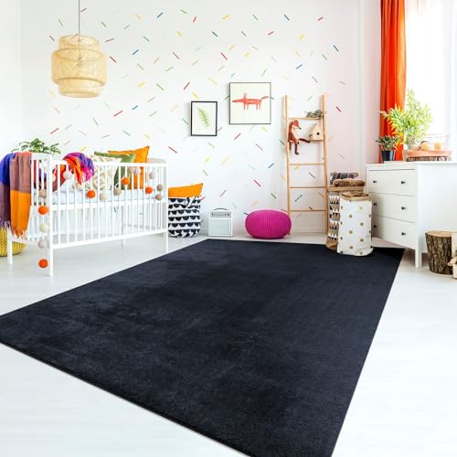 TT Home Teppich Kinderzimmer Waschbar rutschfest Kinderteppich Junge Mädchen Weich Pastell, Farbe: Blau Navy, Größe:160x220 cm
