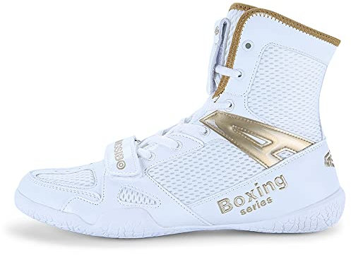 Adoff Unisex Boxschuhe Männer ma'am Kniebeugenschuhe Ringerschuhe Jugend Muay Thai Taekwondo Boxen Trainingsschuhe Kampfsportschuhe AtmungsaktivGroße 46 47 (Weißgold,42)