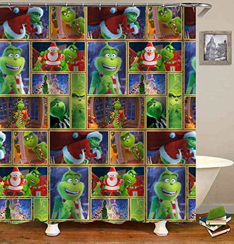 Merry Grinchmas Tenda da bagno Grinch Natale tenda da doccia invernale natale casa colonica vacanze bagno decorazione 172 x 172 cm