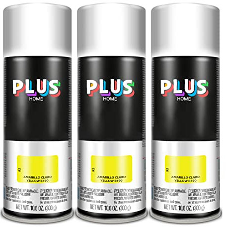 Pintura Spray 520cc para pintar todo tipo de super cies: madera, metal, cartón, tela, piedra, bra de vidrio, plásticos rígidos, etc para bricolaje y DIY.Amarillo Claro (Ral:B190)(Paquete de 3 )