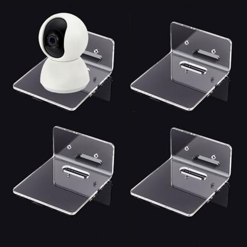 PH PandaHall 4pcs Stick on Shelves Floating Shelves 3.4x3Inch Adhesive Plastic No Drill Wall Shelf Clear Corner Shelf for Figures Speaker Bathroom Bedroom Kitchen