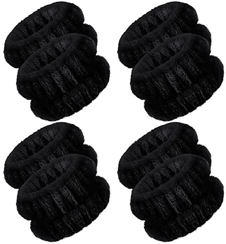 4 Paar Spa Handgelenk Waschband Mikrofaser Gesichtswäsche Armbänder Saugfähiges Handgelenk Schweißband für Frauen Verhindert das Verschütten von Flüssigkeit (Schwarz, Vielseitiger Stil)