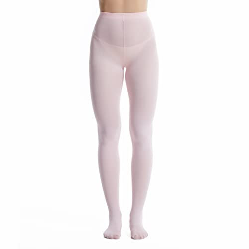 Frola Collants 40D pour femmes collants de balet pour femmes filles opaques couleur pure avec pied bas colorés,Rose,L-XL