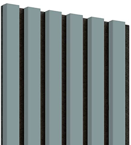 KLEMP Wandpaneele – Lamellenleisten aus MDF auf Filz 30x275 cm, Wandverkleidung zur Montage mit Kleber oder Klebeband auf schwarzem Untergrund 6er-set Skandinavisches Grau