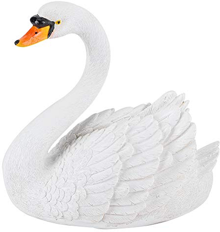 Yctze Dekorationsfigur, Harz-Simulation Schwimmende Weiße Schwan-Figur Ornament für Landschaftsgarten-Gartendekoration