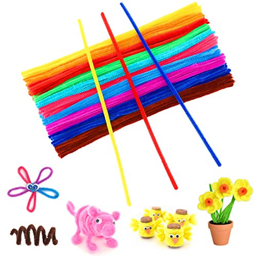 jijAcraft 6MM Bunt Pfeifenreiniger, 30CM Pfeifenputzer zum Basteln, 100 Stück Biegebruchs Chenilledraht für DIY Basteln, Dekorieren