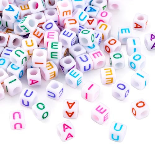 Cheriswelry 500 Stück undurchsichtige weiße Acryl-Buchstabenperlen für Schmuckherstellung