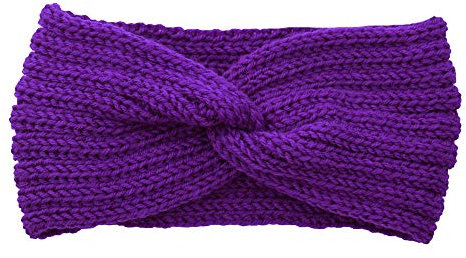 Winter Häkelarbeit Stirnband Mädchen Frauen Haarband Verdicken Stirnbänder Kopfband Haarband Ohrenwärmer Headwrap für Einkaufen Skifahren Laufen,Dunkellila