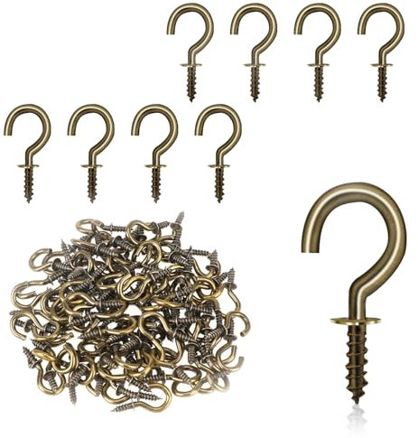 100 Stück Kleine Schraubhaken, Auge Schraube Deckenhaken Mini Schraube für Schrauben für Holz Schraube in Haken für hängende Pflanzen Kunst Dekorationen Schlüssel Weihnachtsdekoration (Kupfer Farbe)