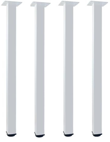 Jahof Verstellbare Tischbeine, DIY Möbelbeine, Quadratische Metall Schreibtischbeine für Zuhause und Büro, 4er Set (Weiß, 75 cm), JH2324