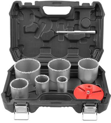 HOTECHE Professionelles 8-teiliges Lochsägen Set mit Bohrkronen für Holz und Fliesen in robuster Verpackung
