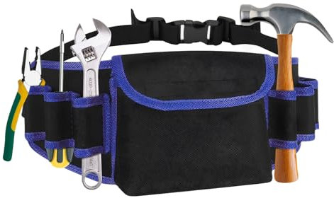 AUSYIWI Werkzeuggürtel, Verstellbarer Werkzeug Gürteltasche, Werkzeugtasche mit großen Taschen für Werkzeug, Hammer, Schraubendreher, Kleinteile