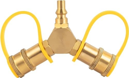 GASPRO 6,35 mm (1/4 Zoll) Wohnmobil-Propan-Schnellverbindungsstücke, Y-Splitter für Wohnmobil, Campingkocher, Grills, Gasbrenner und mehr, Propangasplitter, 2-Wege-LP-Gasadapter mit 6,35 mm