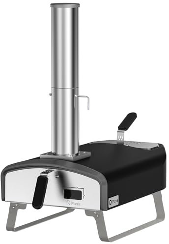 Q Pizza Four à pizza d'extérieur portable en bois et charbon avec pierre à pizza, four à pizza au bois et à la pierre, four à pizza à double combustible, PS107