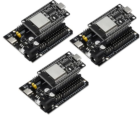APKLVSR für ESP-32S Typ C USB CH340 Entwicklungsboard + ESP 30Pin DEVKIT V1 Stromversorgungsplatine Dual-Core WiFi+Bluetooth 2.4GHz für Arduino(3 Stücke )