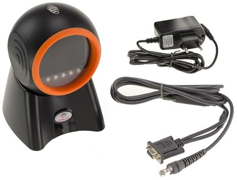 KALEA-INFORMATIQUE Handheld-Scanner für EAN-Barcodes und 2D-QR-Codes zum Aufstellen an der Kasse. Serielle Schnittstelle COM RS232.