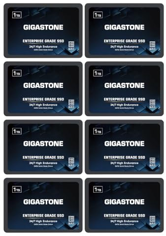 Gigastone SSD 1To NAS SSD Disque (Lot de 8) 24 h/24, 7 j/7 Durable TLC Endurance élevée Raid Synchro sécurisée des données Cache de Stockage en réseau 2,5 Pouces SATA Disque Dur ssd Interne