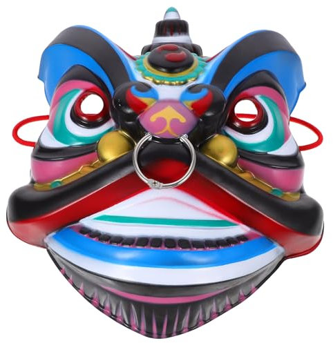 ibasenice Masque De Lion Dansant Chinois Masque Artisanal Pour Carnaval Halloween Et Cosplay Pour Adultes Réutilisable Et